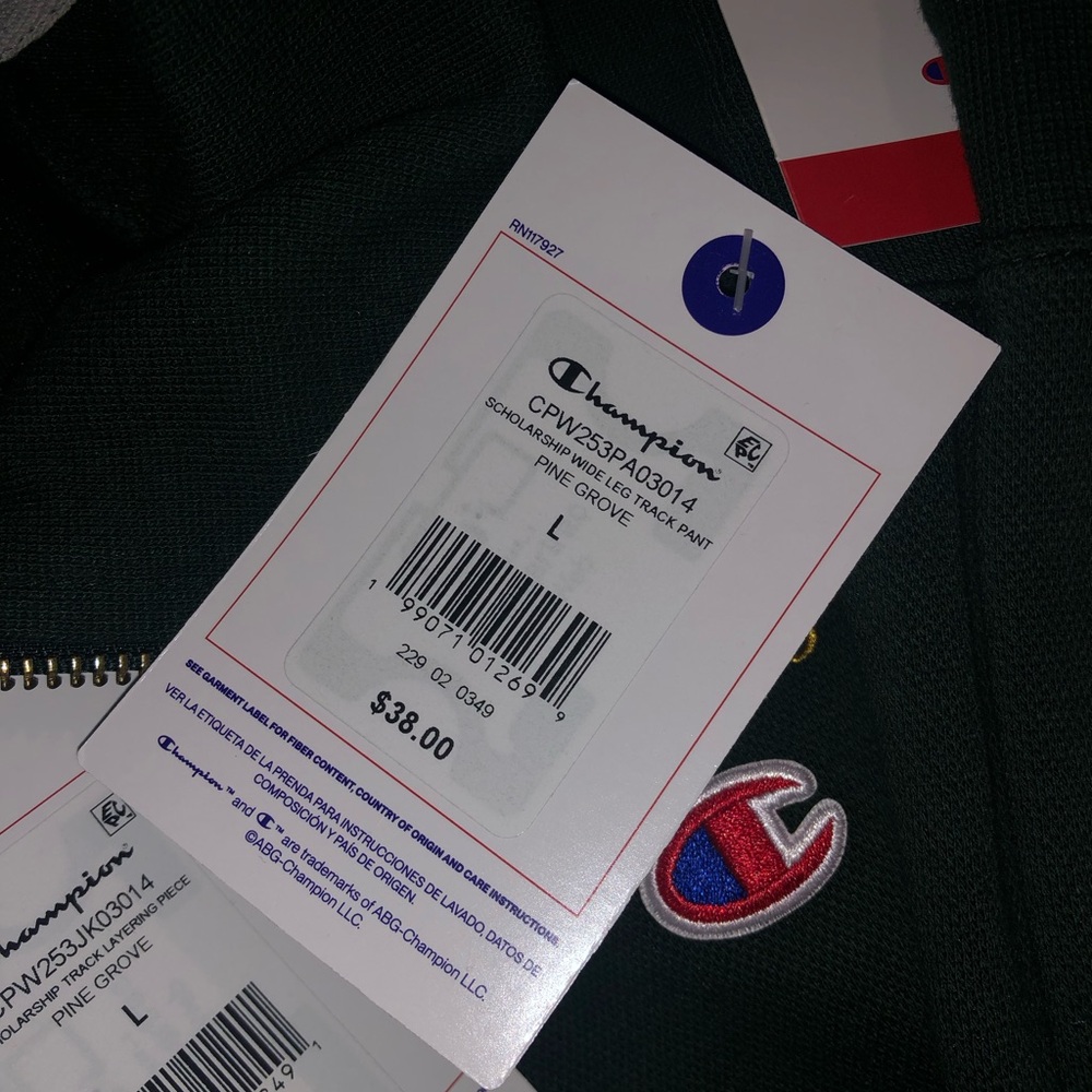 Champion Dark Green Wide-Leg Track Pants with Side Stripe - Picture 6 of 6